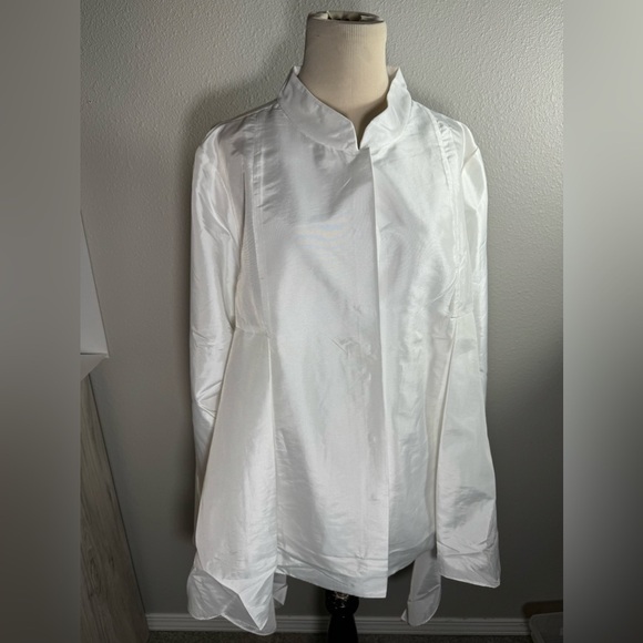 Rubin Singer Studio Top Taffeta Handkerchief Pearl White Long Sleeves Size 22W - Picture 1 of 10